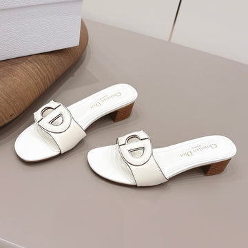 CD 26S Round-Toe Sandals 4.5cm White Calfskin 738236