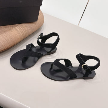 CC 26S Round-Toe Flip-Flops Black Suede 738035