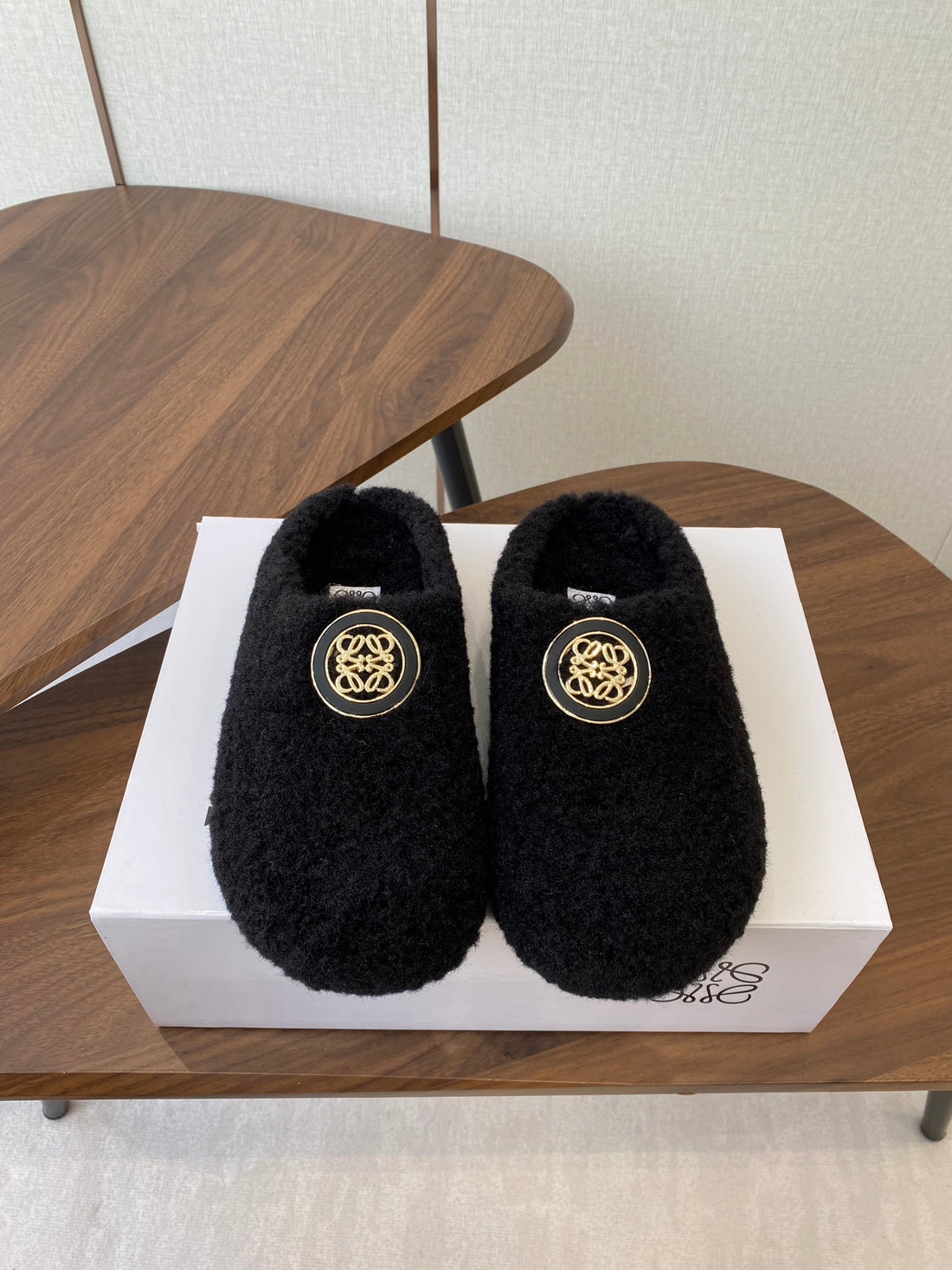 Loewe Birkenstock Slippers Black Wool 477790