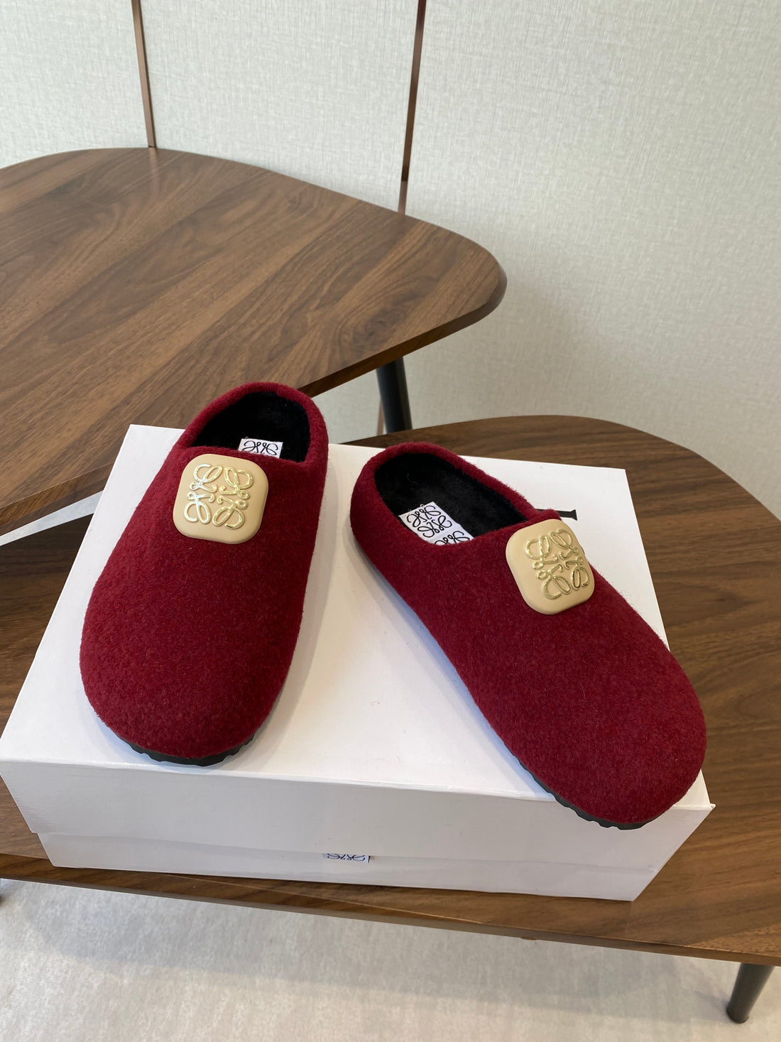 Loewe Birkenstock Slippers Red Wool 477793