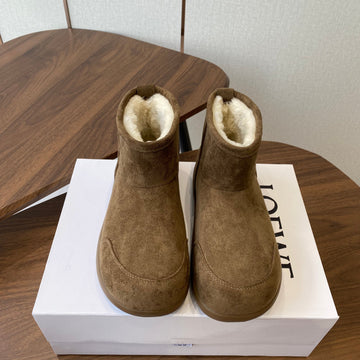 Loewe Snow Boots Brown White Suede Wool 477798