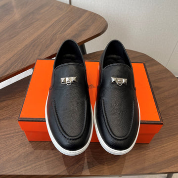 Hm Jour Loafers Black Calfskin 579007