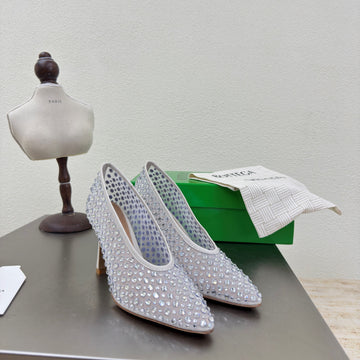 Bv Rhinestones Sofia Pump 90MM White Mesh 428481