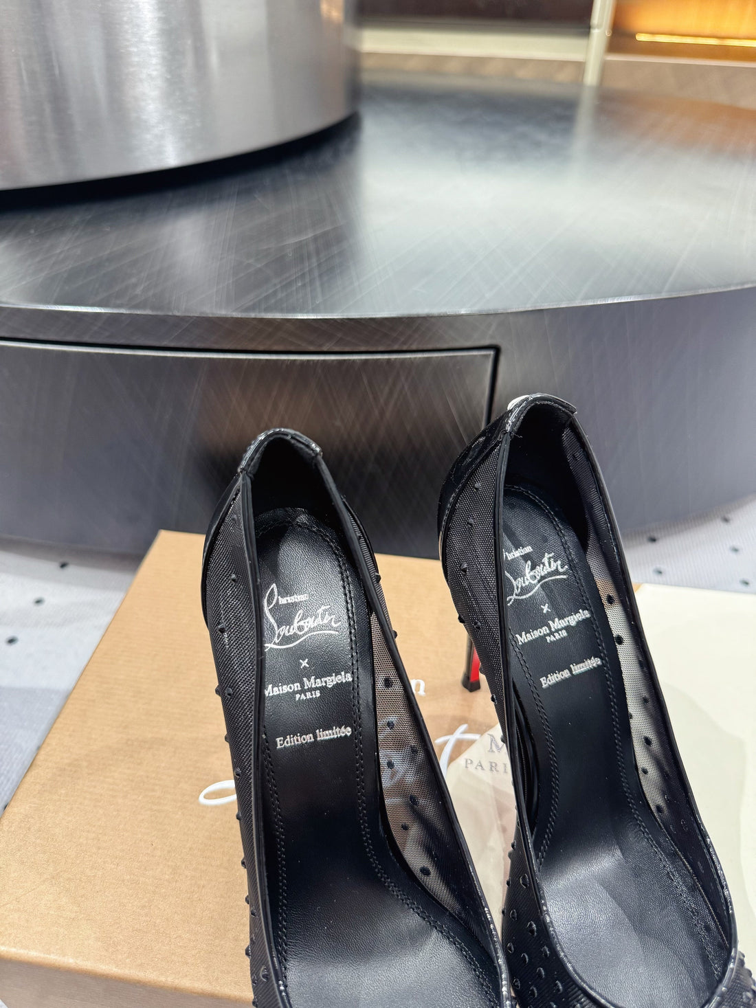 Cl X Margiela 25 Diamond Pumps Black Fabric Lace Swarovski 296038