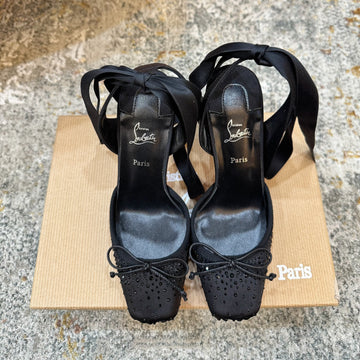 Cl Cassia Lace Up Pumps Diamond-Embellished 10.5 Black Satin 637425