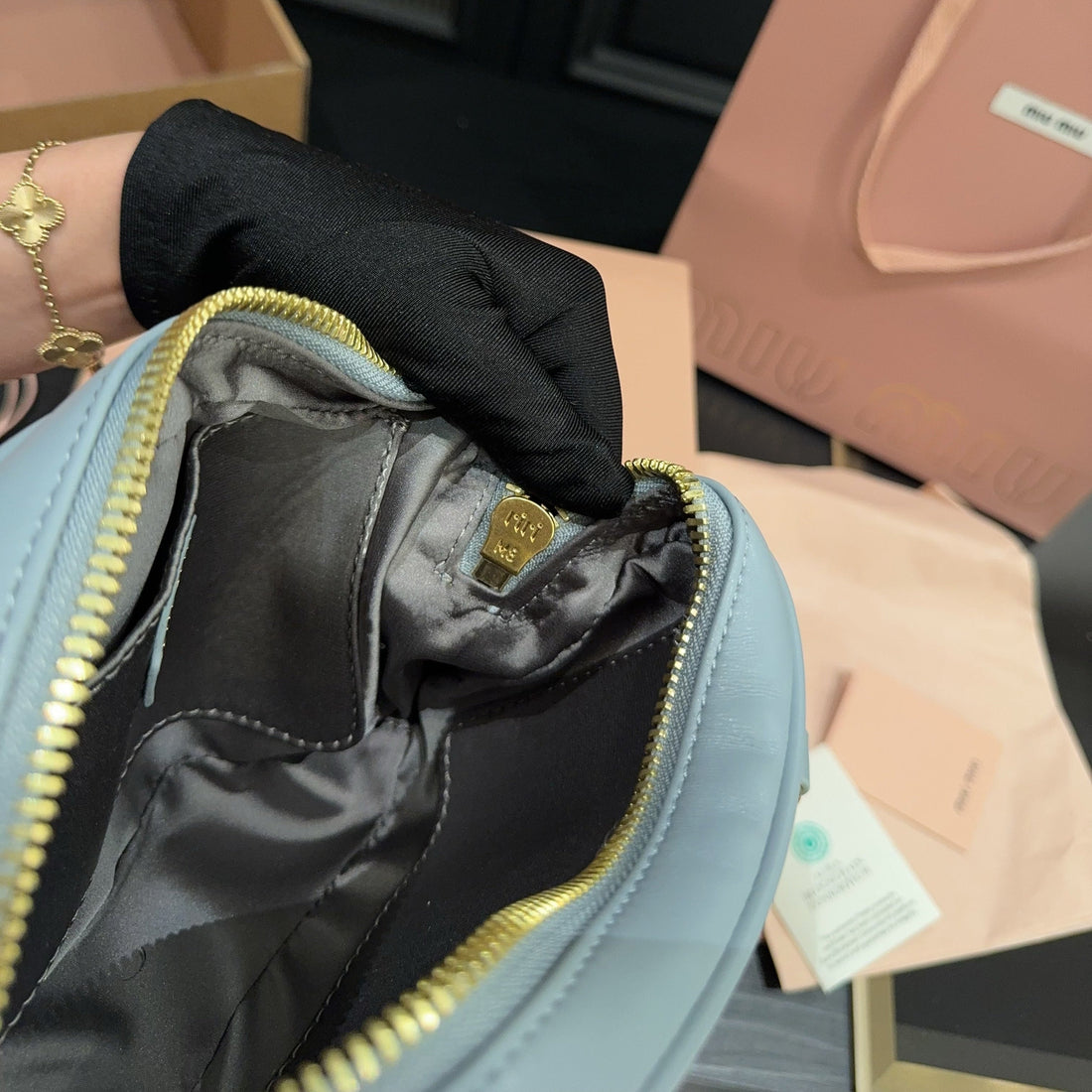Arcadie Matelassé Bag 20 In Grey Lambskin Gold Hardware