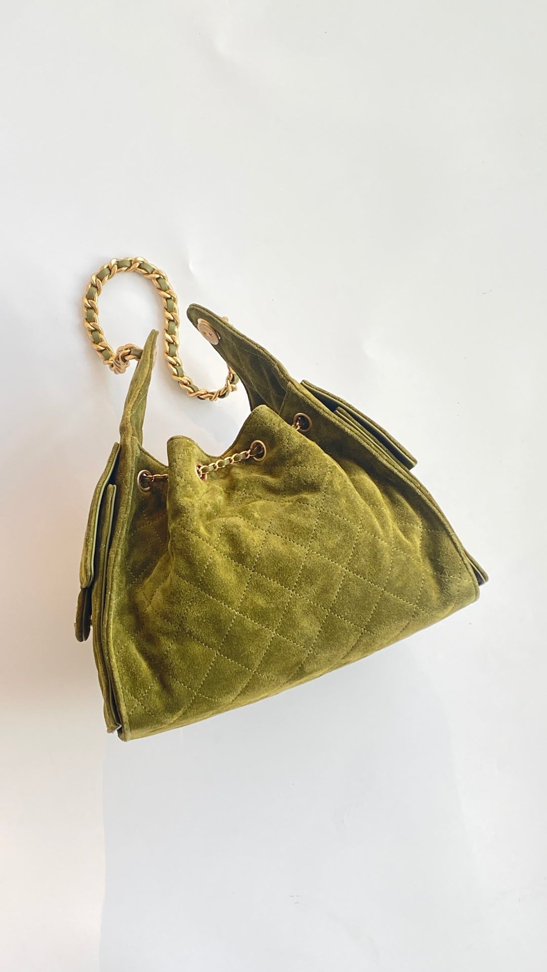 CC 2025 Hobo Bag 22CM Matcha Green Suede
