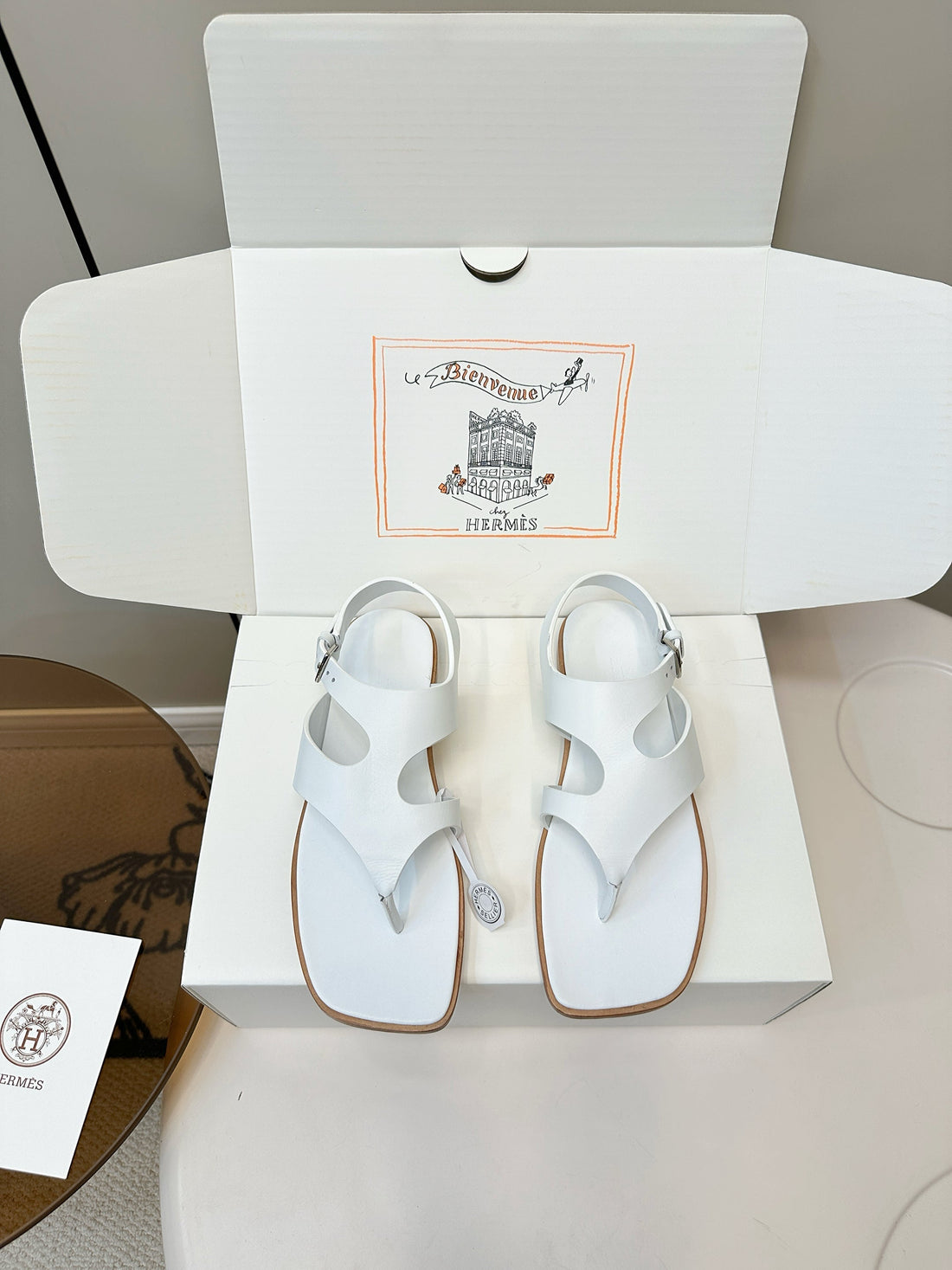 Hm Karen Sandals White Calfskin 369789