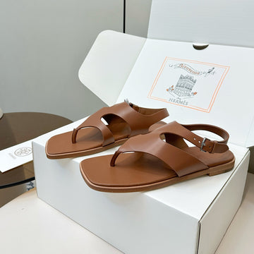 Hm Karen Sandals Brown Calfskin 369790