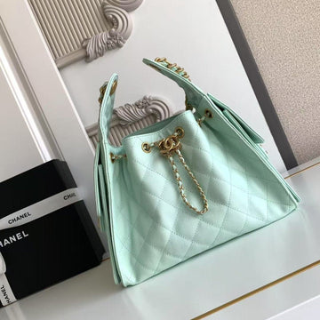 CC 25C Hobo Bag 30CM Turquoise Blue Grained Calfskin