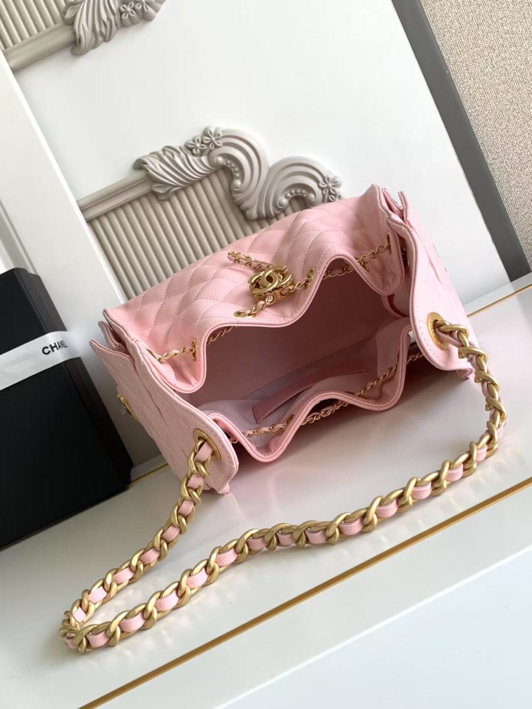 CC 25C Hobo Bag 30CM Pink Grained Calfskin