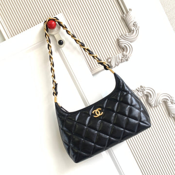 CC Hobo Bag With Chain 35CM Black Lambskin 277765 Ghw
