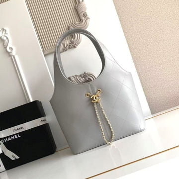 CC 2026 Basket Hobo Bag 35CM Grey Calfskin