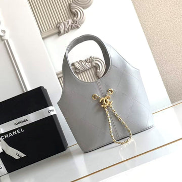 CC 2026 Basket Hobo Bag 27.5cm Gray Calfskin