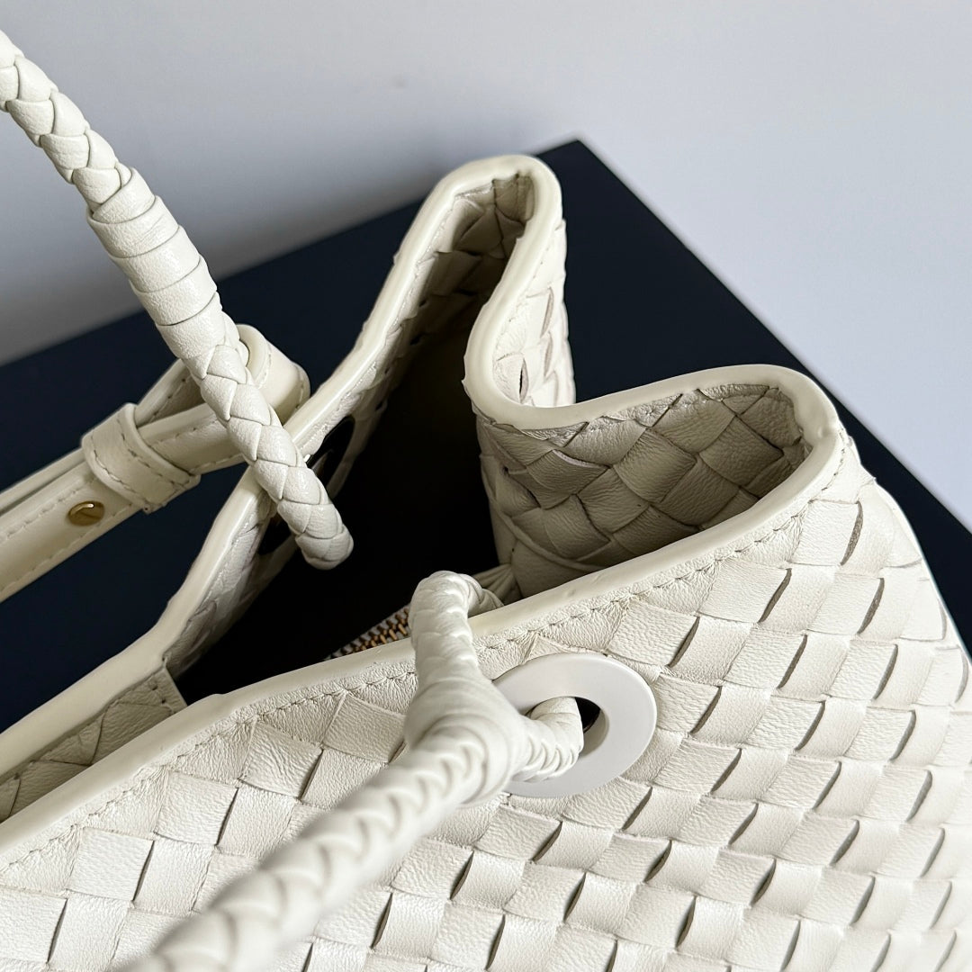 Bv Basket Handbag 31CM White Intrecciato Leather