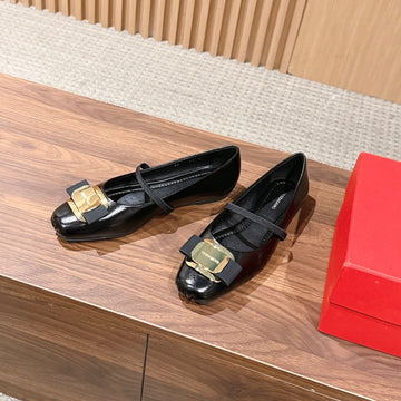 Ferragamo Vara Bow Mary Jane 3CM Black Glossy Leather 693004