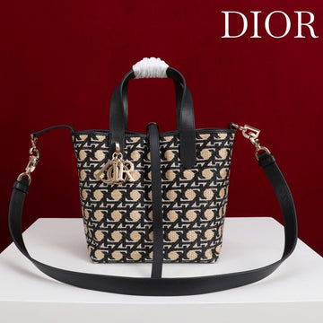 CD Toujours Vertical Small Bag 19DIAMOND Black Beige Leather