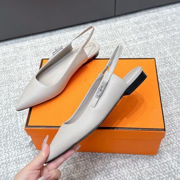 Hm Lover Slingback Taupe Grey Calfskin 461887