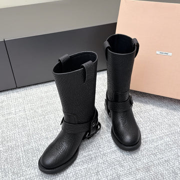Miu Miu Martin Boots Black Sheepskin 461850