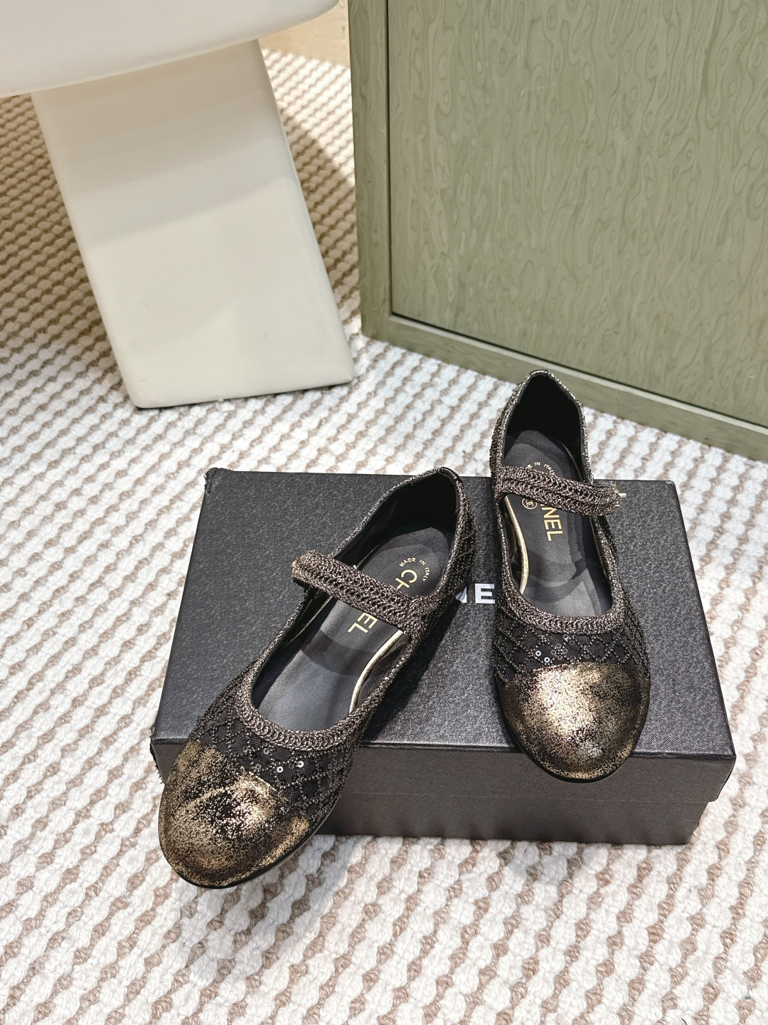 CC 25S Aw Ballet Flat Black Sequin Woven 612351