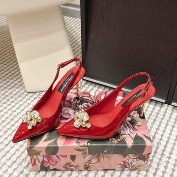 Dg Rainbow Slingbacks Red Patent Leather 663072