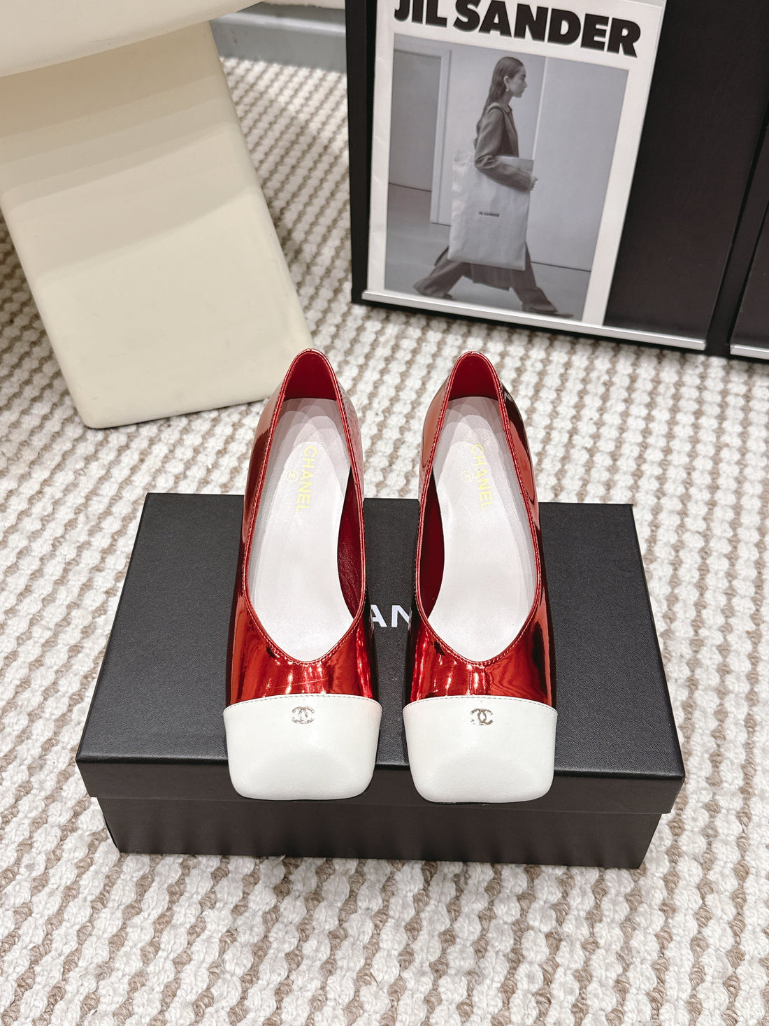 CC 2026 Pump 6CM Red White Patent Leather 721419