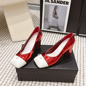 CC 2026 Pump 9CM Red White Patent Leather 721424