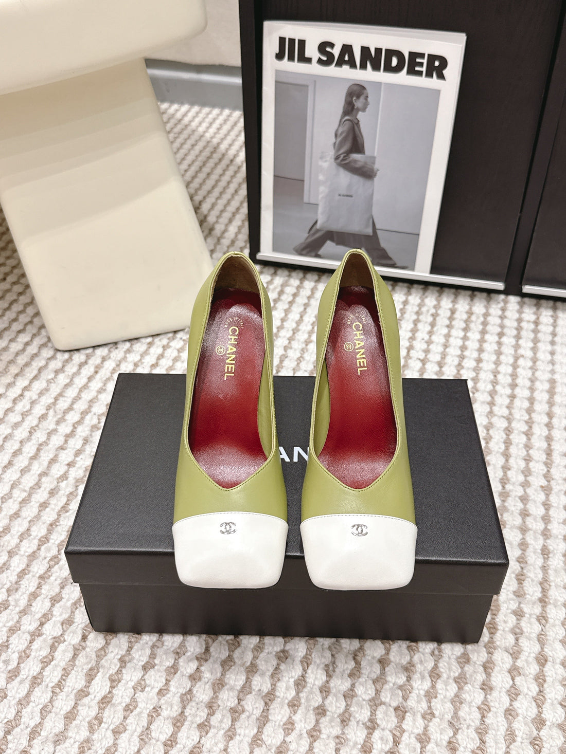 CC 2026 Pump 9CM Green White Lambskin 721426