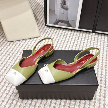 CC 2026 Slingbacks Flat Green White Lambskin 721434