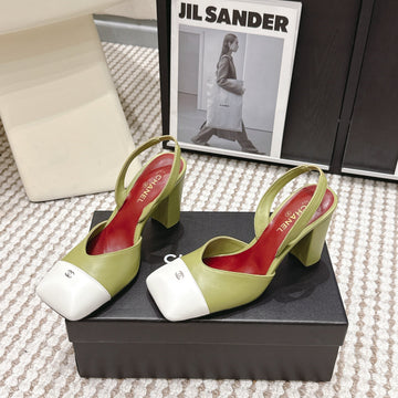 CC 2026 Slingbacks 9CM Green White Lambskin 721446