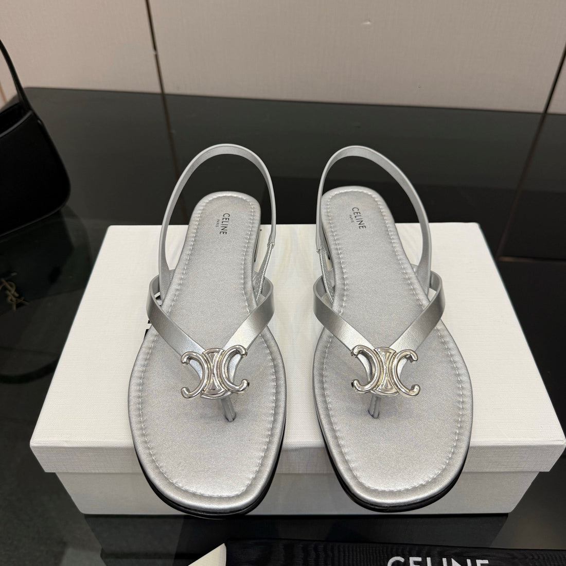 Cl Biki Sandal Sliver Calfskin 725674