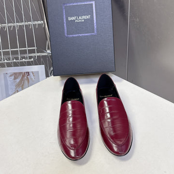 YSL 26S Loafer Burgundy Embossed Leather 635585