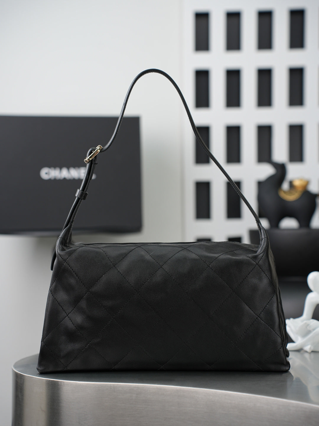 CC 26S Maxi Hobo Bag Black Shiny Lambskin Ghw