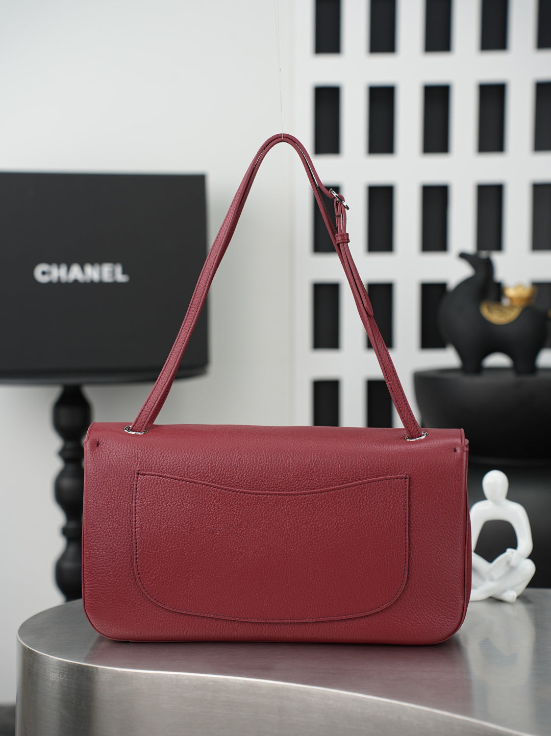 CC 26S Maxi Flap Bag 32CM Burugndy Calfskin Shw