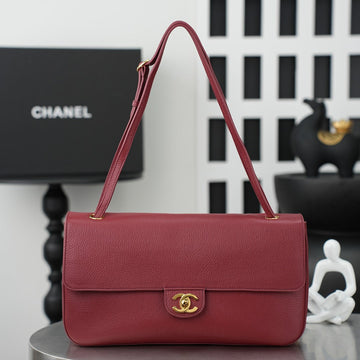 CC 26S Maxi Flap Bag 32CM Burgundy Calfskin Ghw