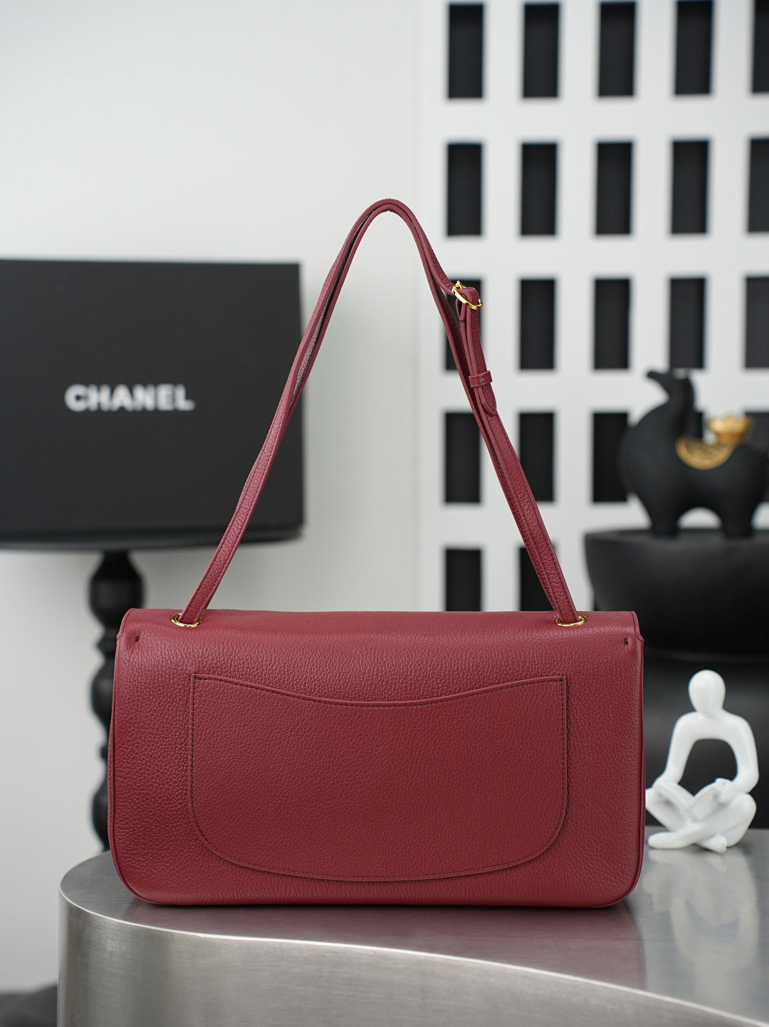 CC 26S Maxi Flap Bag 32CM Burgundy Calfskin Ghw