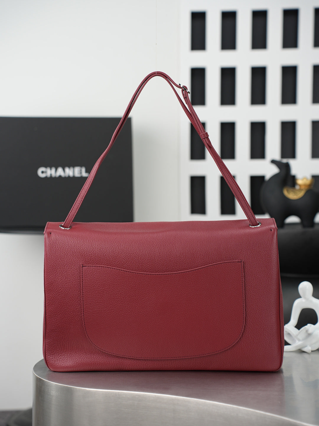 CC 26S Maxi Flap Bag 39CM Burugndy Calfskin Shw