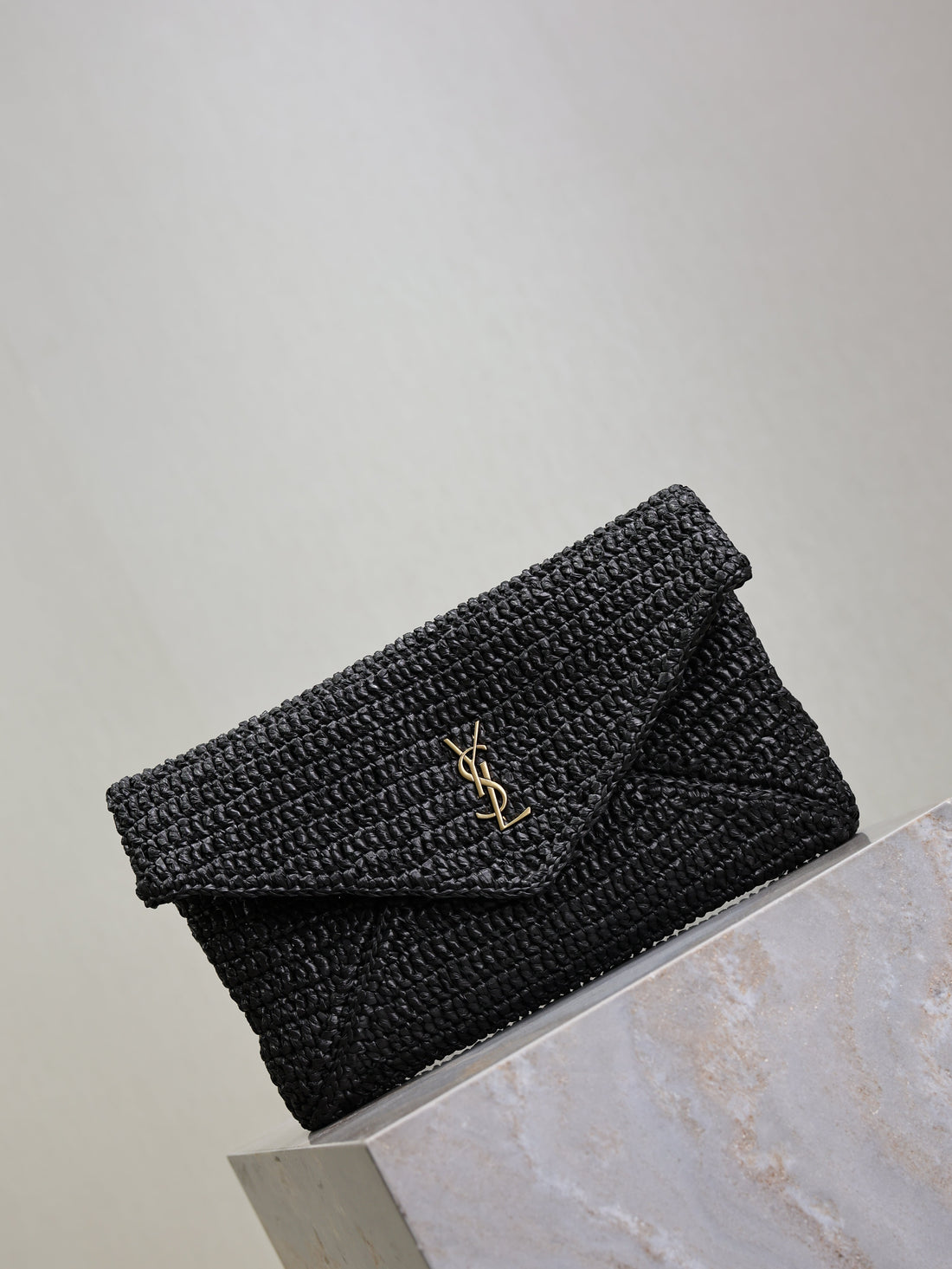 Envelope Clutch 29CM Black Raffia Leather