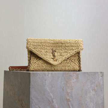 Calypso Bag 19CM Beige Raffia Leather