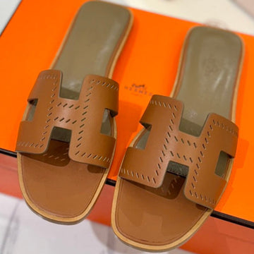 Hm Oran Sandal Brown Perforate Cowhide 294874