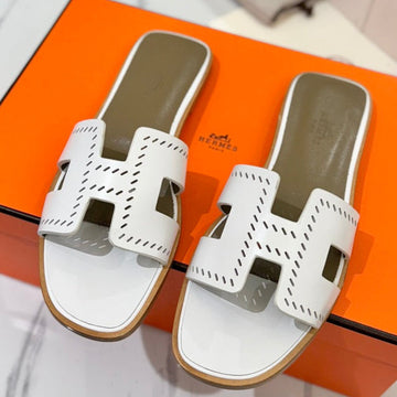 Hm Oran Sandal White Perforate Cowhide 294876