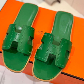 Hm Oran Sandal Green Perforate Cowhide 294880