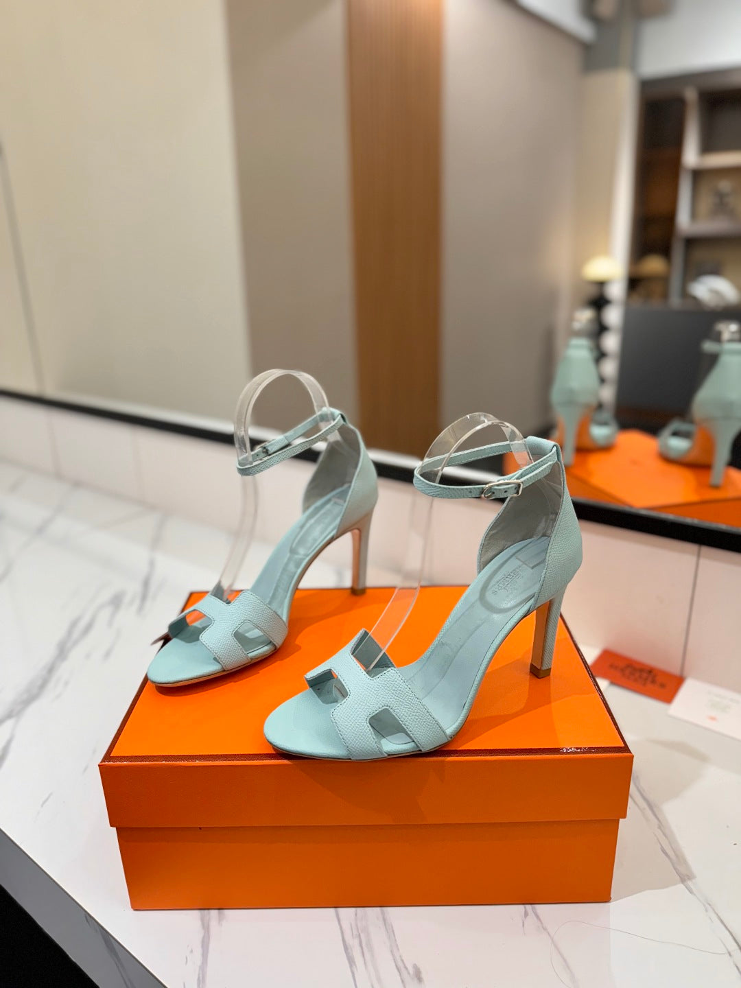Hm Joy Heeled Sandals Blue Cowhide 294904