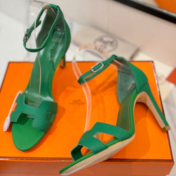 Hm Joy Heeled Sandals Green Cowhide 294905