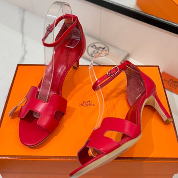 Hm Joy 65MM Heeled Sandals Red Flat Cowhide 294928
