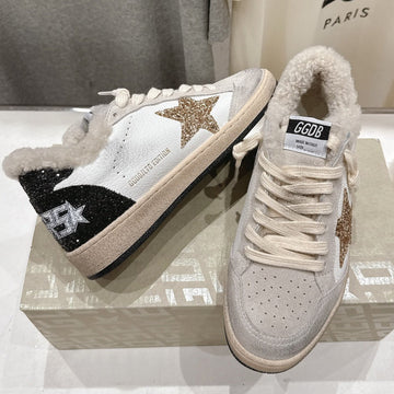 Golden Goose 2025 Wool-Lined Dirty Sneaker Ivory Black Mix Gold Suede 491646