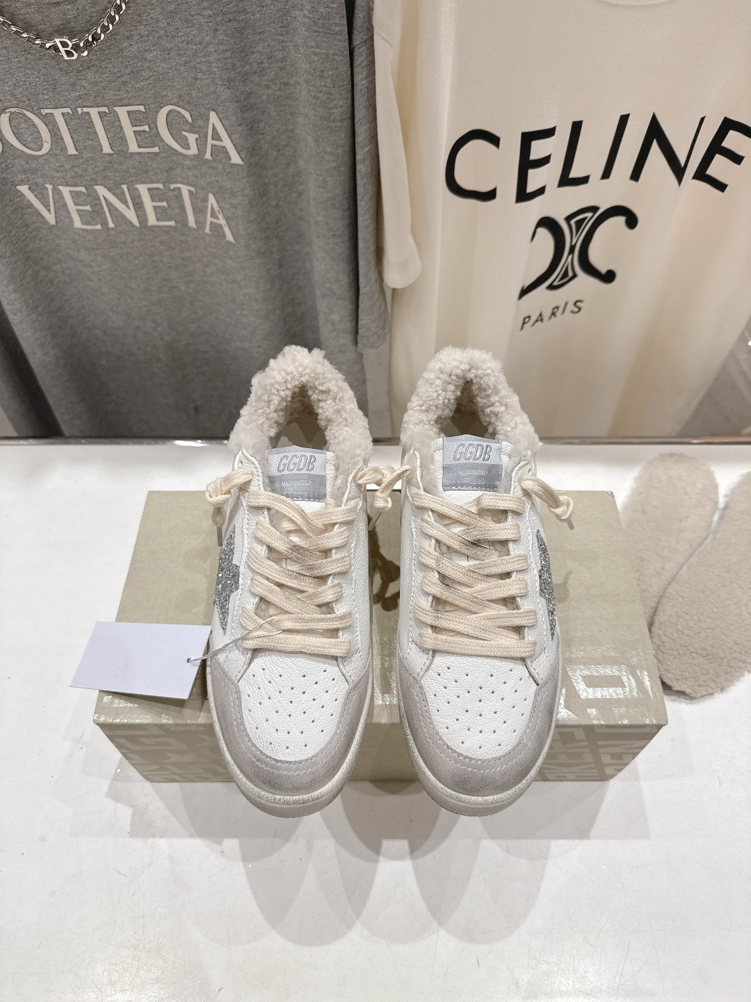 Golden Goose 2025 Star Sneaker Ivory Silver Mix Pink Wool Cowhide 491647