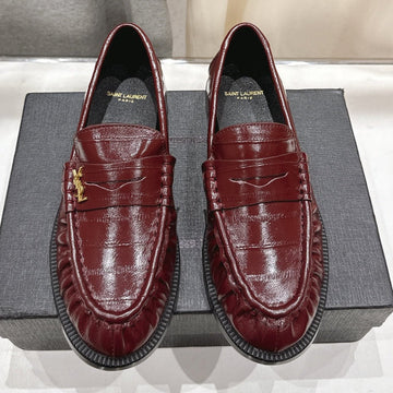 YSL 2025 Loafer Burgundy Mix Black Cowhide 535615