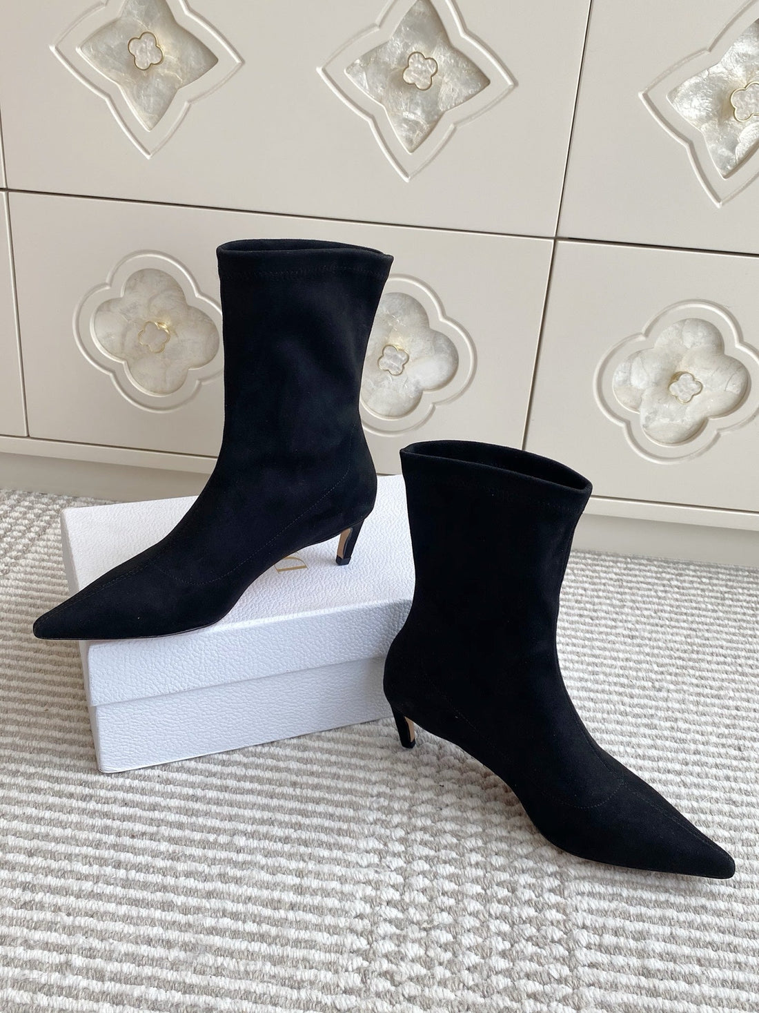 Dior 2025 Tribales Heeled Ankle Boot 50MM Black Mix White Suede 501189