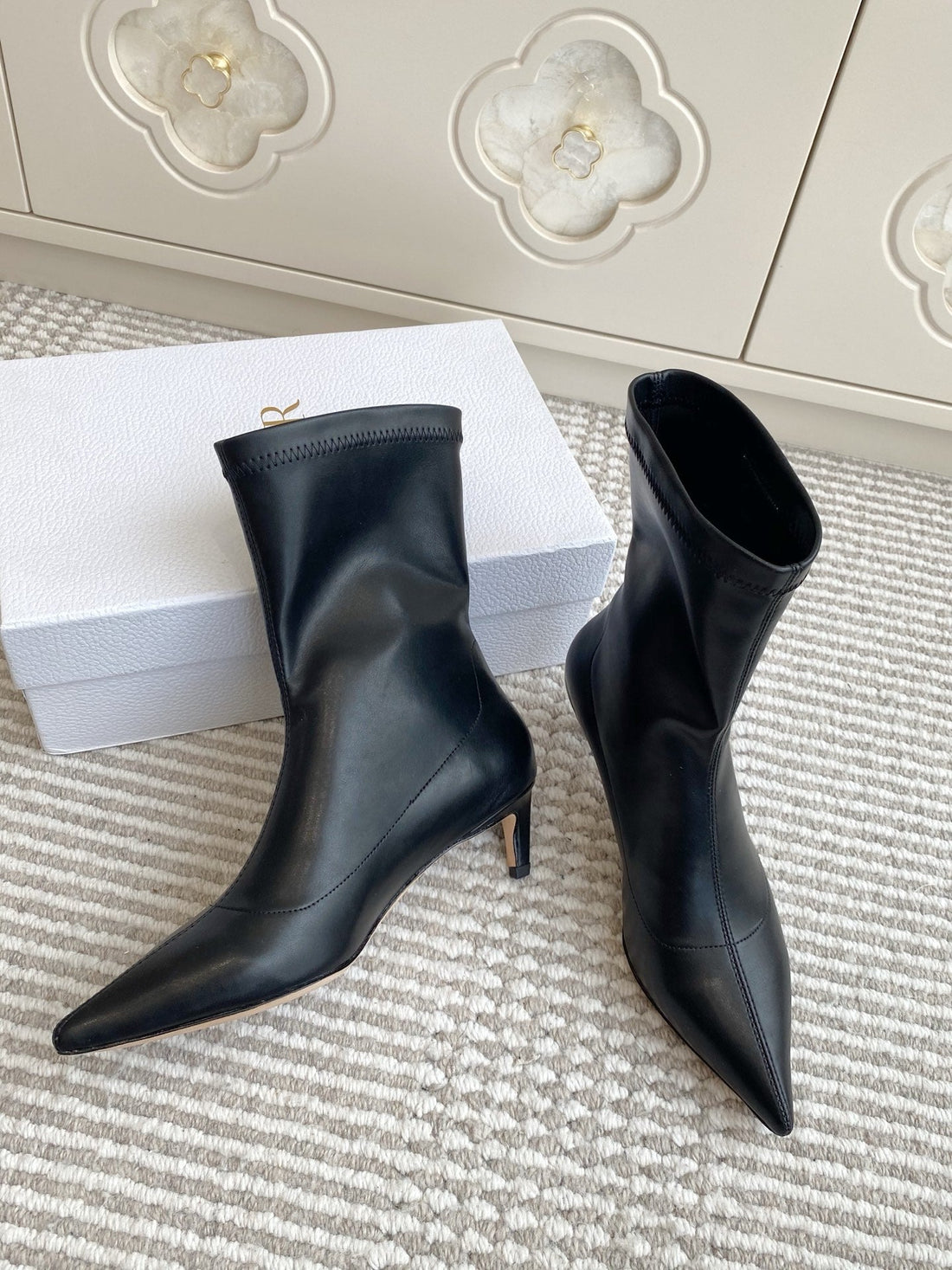 Dior 2025 Tribales Heeled Ankle Boot 50MM Black Mix White Lambskin 501192